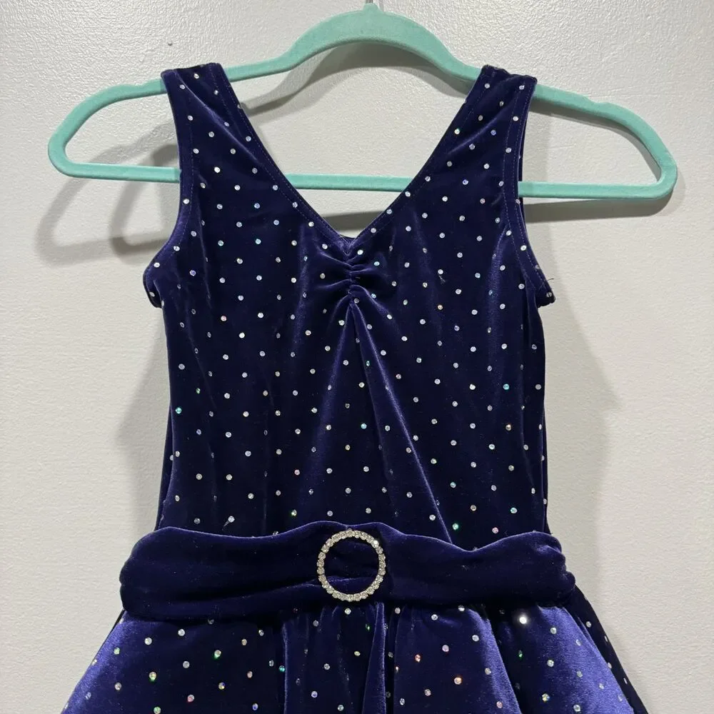 A Wish Come True Hollywood Dance Costume Dress Sparkle Velvet Girls Large 6047